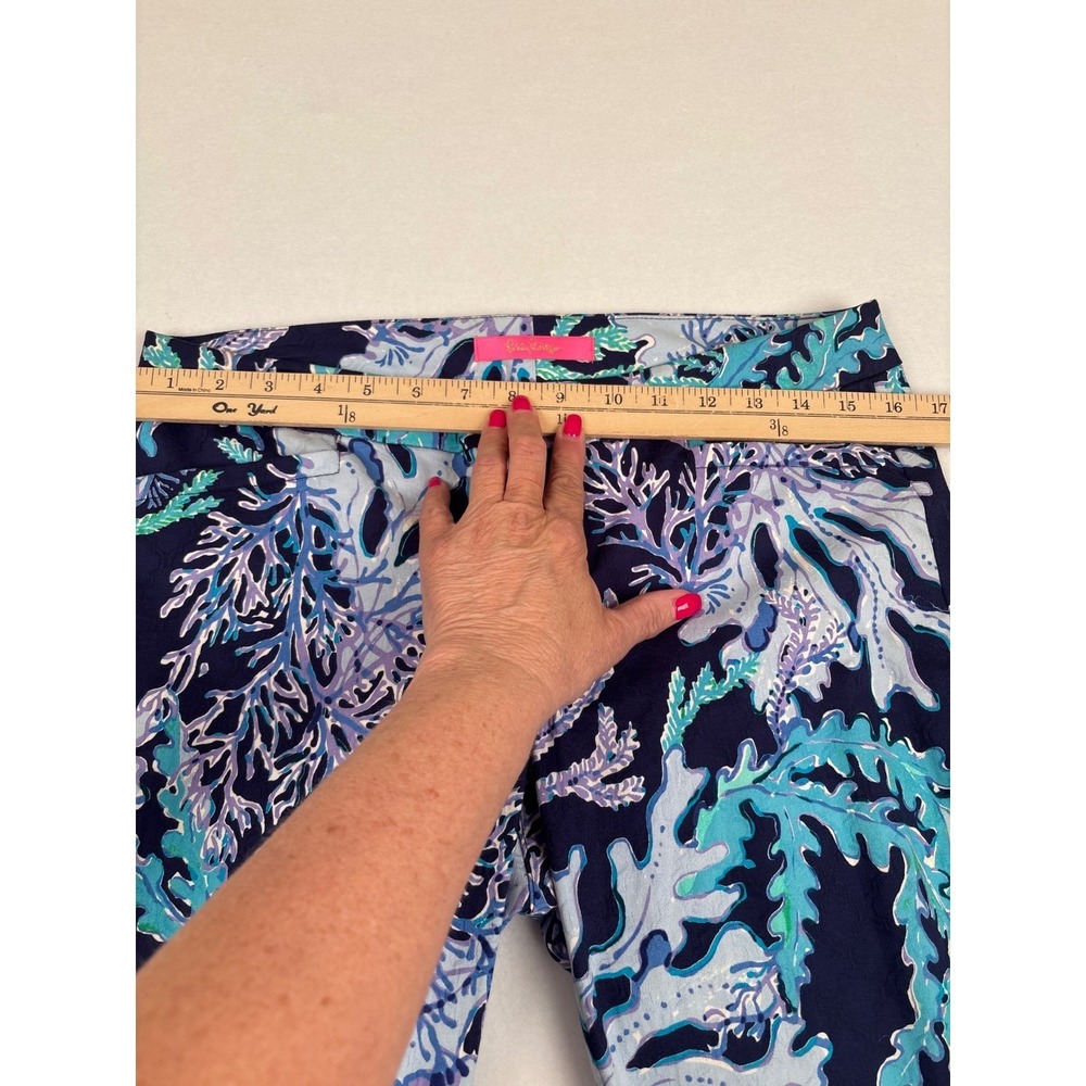 Lilly Pulitzer Kelly Ankle Pants Blue Purple Coral Reef Print Womens 8 Slim Leg - Picture 5 of 9